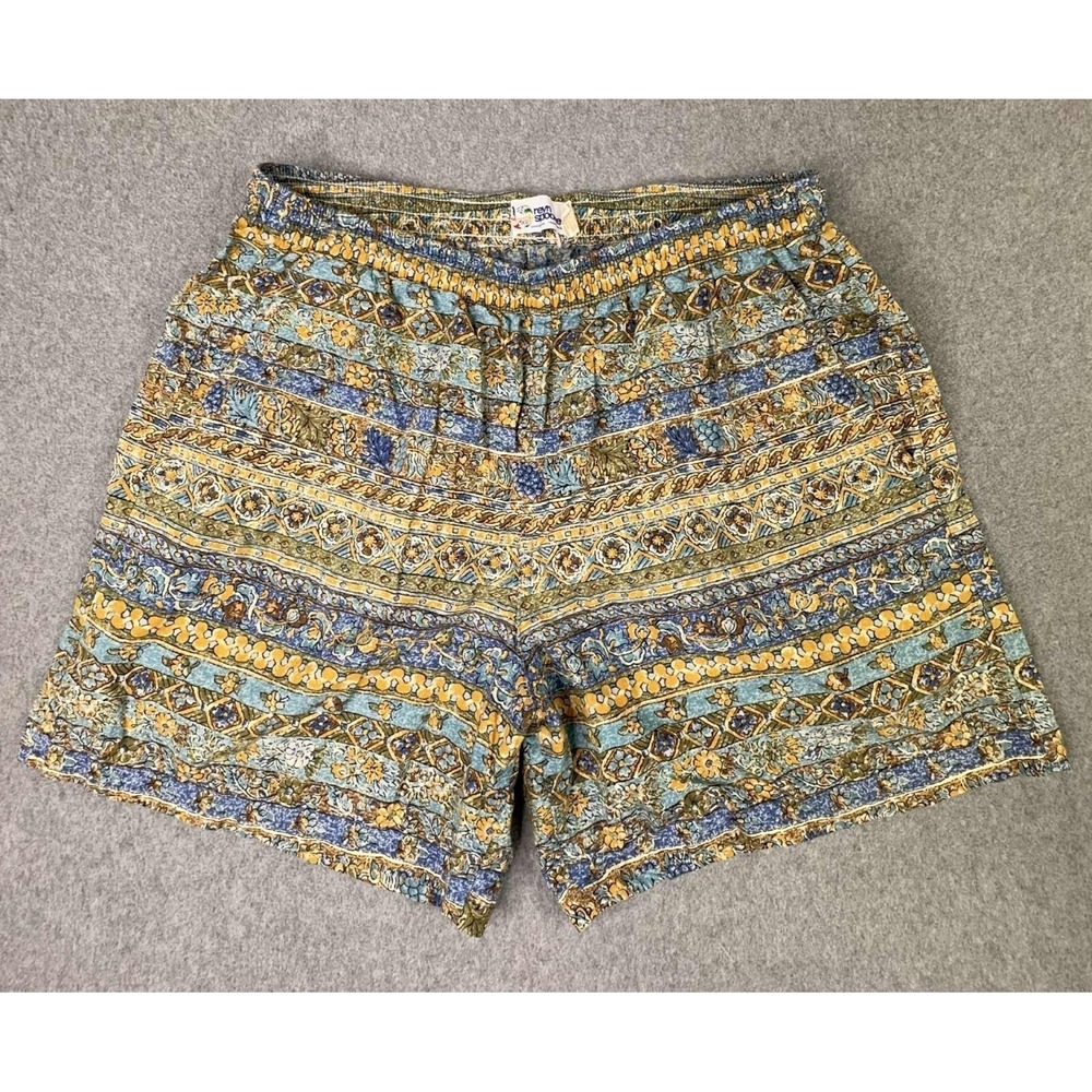Vintage Reyn Spooner Men Swim Shorts Size L Hawaiian‎ Art All Over Print Coastal
